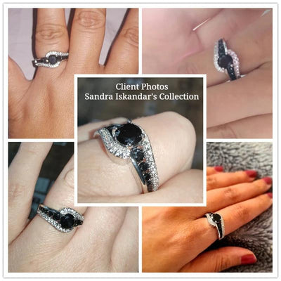 Damski pierścionek ze spinelem w kolorze czarnym "Black Velvet"