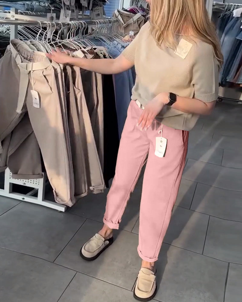 Spodnie Jednolity kolor Casual Proste